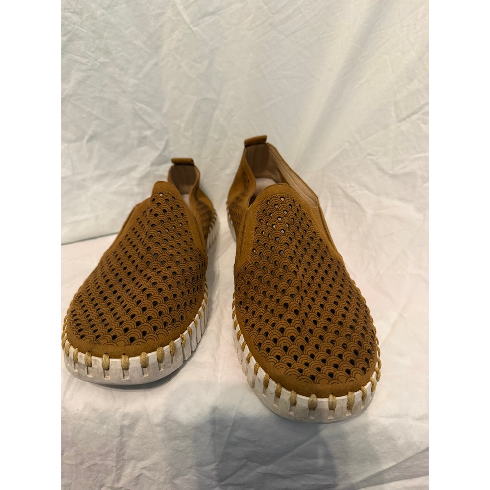 Ilse Jacobsen Tulip 139 Ginger Brown Laser Cut Slip On Loafers Womens 43